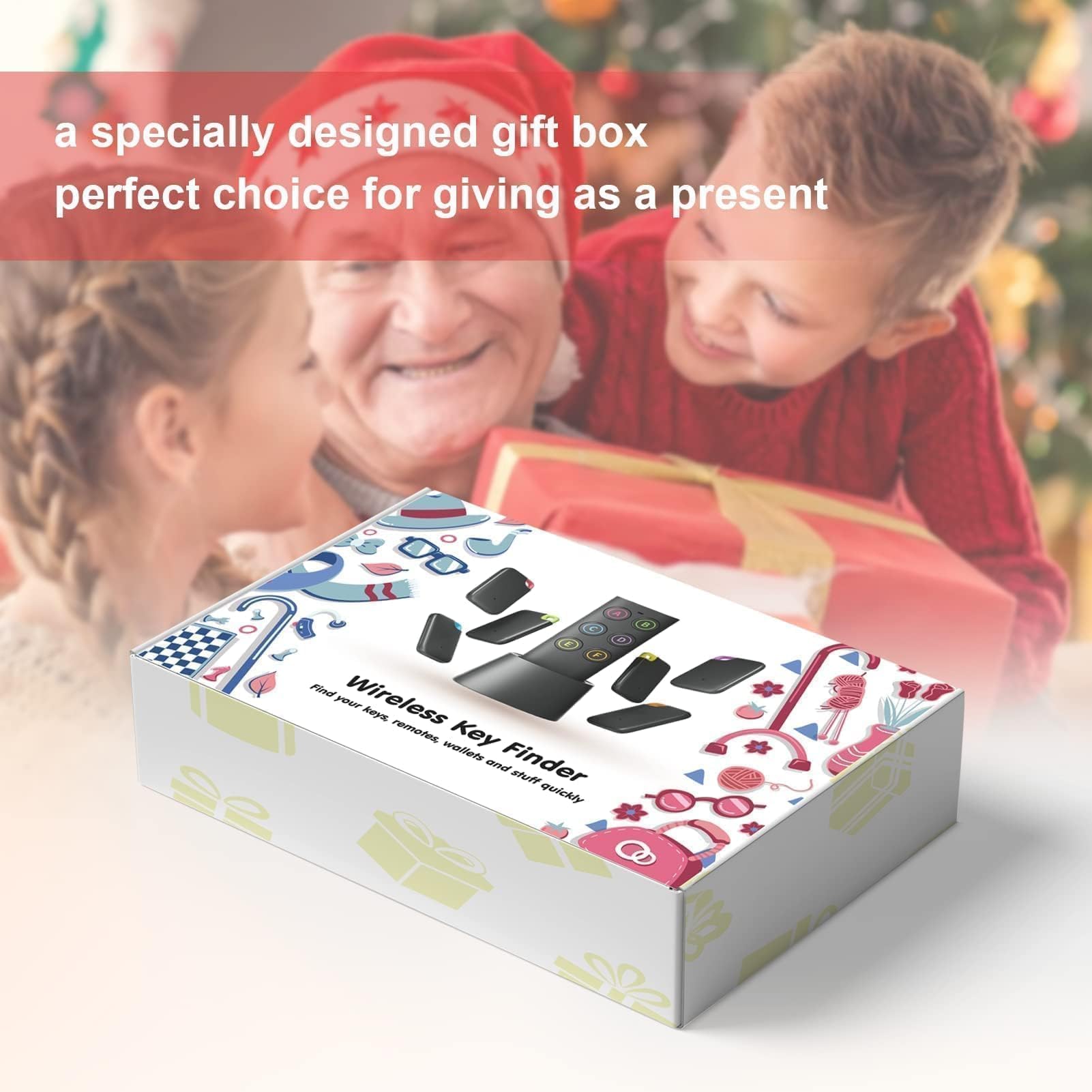 Vodeson Key Finder Easy To Use Anti Loss Device With 6 Color Coded Receivers And Rf Transmitter Remote Control Finder,Key Finder Locator With Sound   Remote Finder Gift Design For Mom And Dad